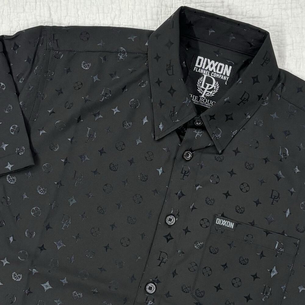 DIXXON The Bougie Mens Size Large Button Up Short Sleeve Shirt All Black
